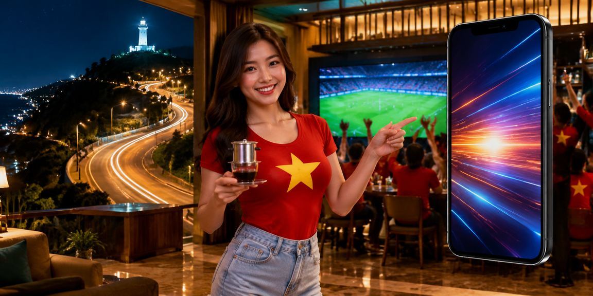 Người dùng tại Vũng Tàu xem nền tảng casino mobile trong quán cà phê